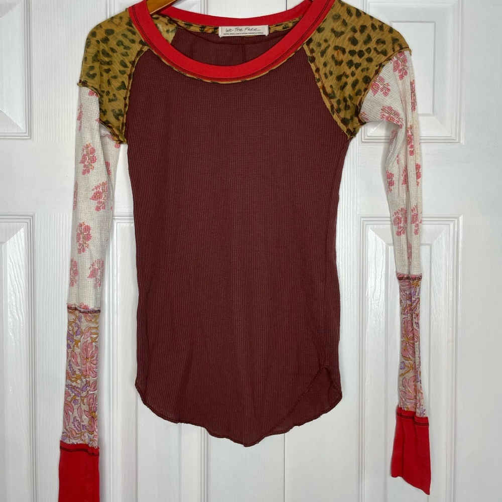 Free People Bright Side Thermal Patchwork Top In … - image 1